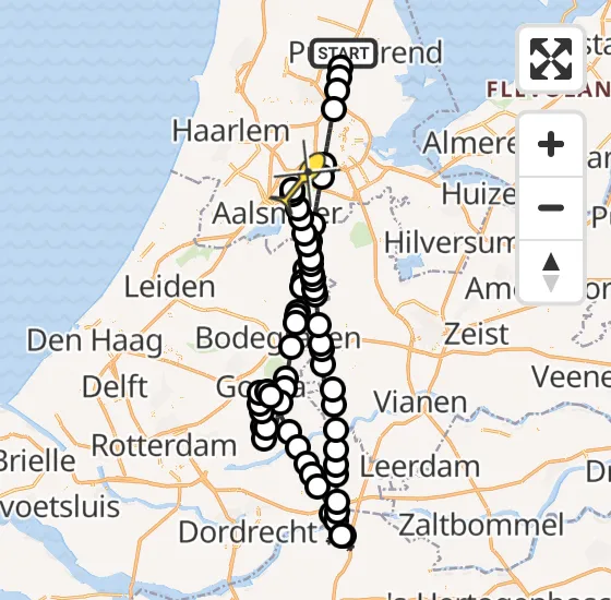 Vlucht Politiehelikopter PH-PXD van Wijdewormer naar Schiphol op vrijdag 11 oktober 2024 2:05