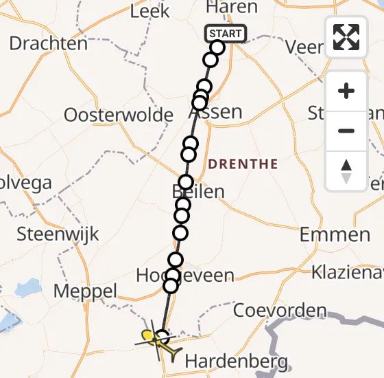 Vlucht Traumahelikopter PH-TTR van Groningen Airport Eelde naar Balkbrug op vrijdag 11 oktober 2024 3:02