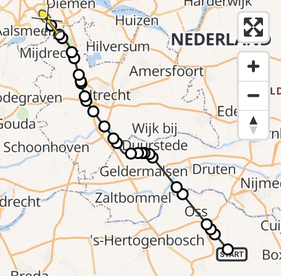 Vlucht Politiehelikopter PH-PXA van Vliegbasis Volkel naar Amstelveen op vrijdag 11 oktober 2024 8:47