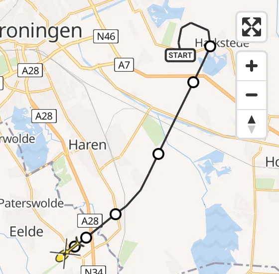 Vlucht Traumahelikopter PH-TTR van Harkstede GN naar Groningen Airport Eelde op vrijdag 11 oktober 2024 9:02