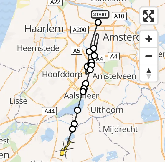 Vlucht Traumahelikopter PH-LLN van Amsterdam Heliport naar Ter Aar op vrijdag 11 oktober 2024 9:07