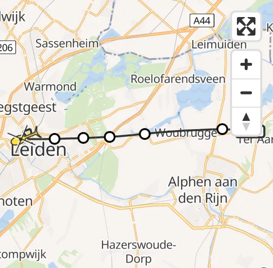 Vlucht Traumahelikopter PH-LLN van Ter Aar naar Leiden op vrijdag 11 oktober 2024 9:50