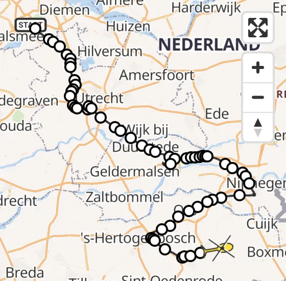 Vlucht Politiehelikopter PH-PXA van Aalsmeer naar Vliegbasis Volkel op vrijdag 11 oktober 2024 10:55