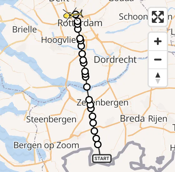 Vlucht Traumahelikopter PH-HVB van Achtmaal naar Rotterdam The Hague Airport op vrijdag 11 oktober 2024 11:15