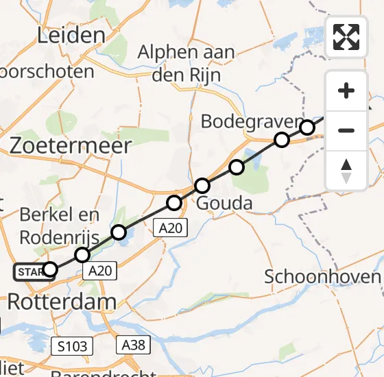 Vlucht Traumahelikopter PH-HVB van Rotterdam The Hague Airport naar Woerden op vrijdag 11 oktober 2024 12:06