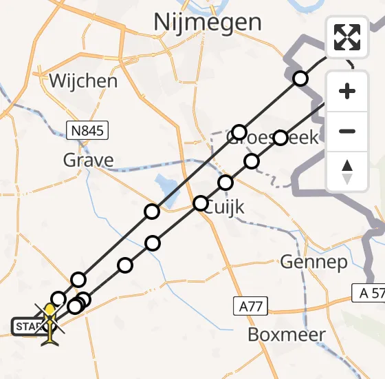 Vlucht Traumahelikopter PH-DOC van Vliegbasis Volkel naar Vliegbasis Volkel op vrijdag 11 oktober 2024 12:49