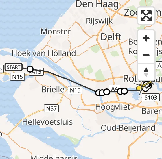 Vlucht Traumahelikopter PH-HVB van Maasvlakte naar Erasmus MC op vrijdag 11 oktober 2024 13:30