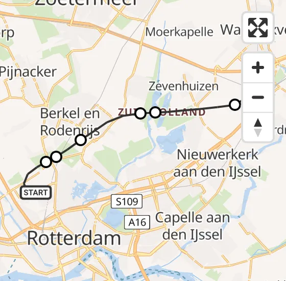 Vlucht Traumahelikopter PH-HVB van Rotterdam The Hague Airport naar Moordrecht op vrijdag 11 oktober 2024 14:06