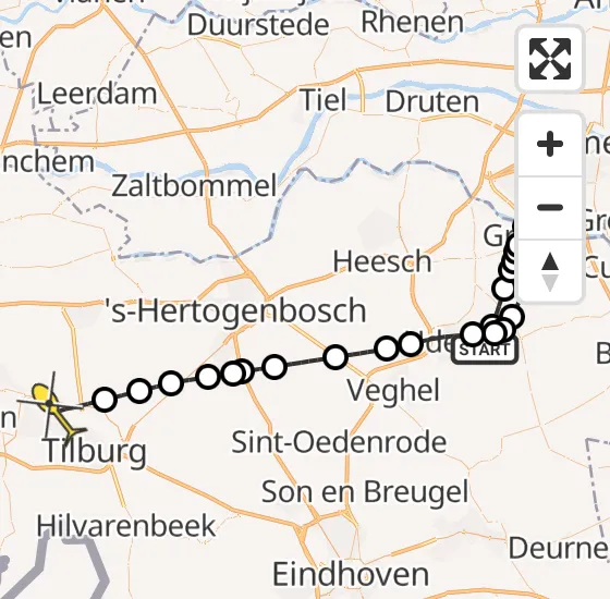 Vlucht Traumahelikopter PH-DOC van Vliegbasis Volkel naar Tilburg op vrijdag 11 oktober 2024 14:33