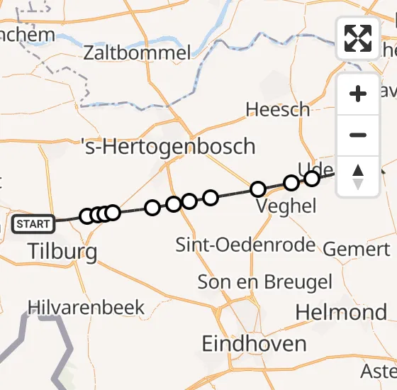 Vlucht Traumahelikopter PH-DOC van Tilburg naar Vliegbasis Volkel op vrijdag 11 oktober 2024 15:58