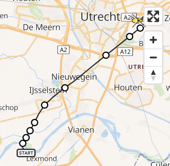 Vlucht Traumahelikopter PH-LLN van Lexmond naar Universitair Medisch Centrum Utrecht op vrijdag 11 oktober 2024 16:00