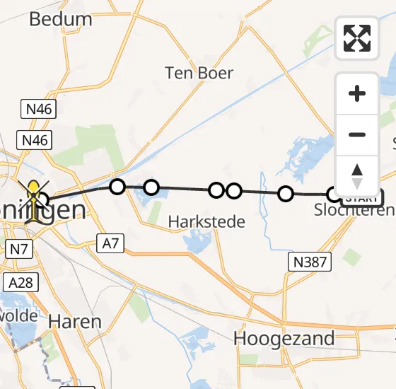 Vlucht Traumahelikopter PH-TTR van Schildwolde naar Universitair Medisch Centrum Groningen op vrijdag 11 oktober 2024 17:13