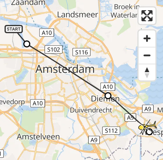 Vlucht Traumahelikopter PH-LLN van Amsterdam Heliport naar Weesp op vrijdag 11 oktober 2024 17:21