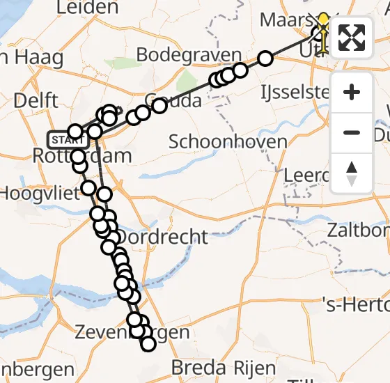 Vlucht Traumahelikopter PH-HVB van Rotterdam The Hague Airport naar Utrecht op vrijdag 11 oktober 2024 17:34