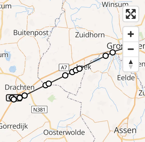 Vlucht Traumahelikopter PH-TTR van Kortehemmen naar Universitair Medisch Centrum Groningen op vrijdag 11 oktober 2024 18:14