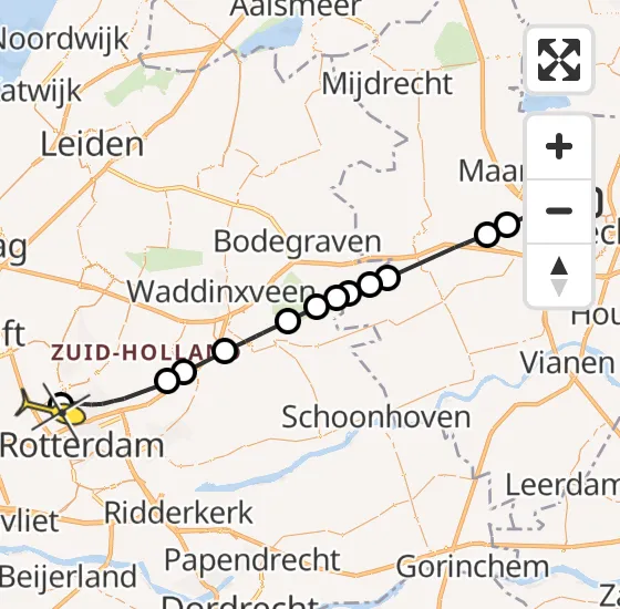 Vlucht Traumahelikopter PH-HVB van Utrecht naar Rotterdam The Hague Airport op vrijdag 11 oktober 2024 18:33