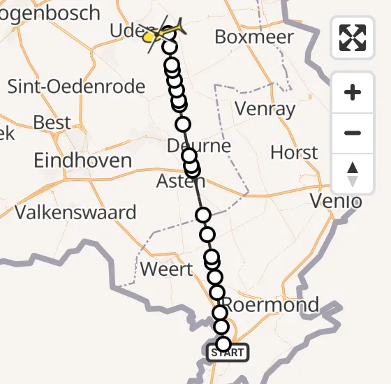 Vlucht Traumahelikopter PH-DOC van Echt naar Vliegbasis Volkel op vrijdag 11 oktober 2024 18:38