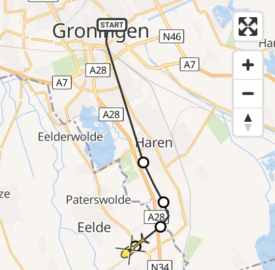 Vlucht Traumahelikopter PH-TTR van Universitair Medisch Centrum Groningen naar Groningen Airport Eelde op vrijdag 11 oktober 2024 18:47