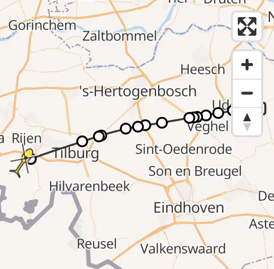 Vlucht Traumahelikopter PH-DOC van Vliegbasis Volkel naar Gilze op vrijdag 11 oktober 2024 18:56