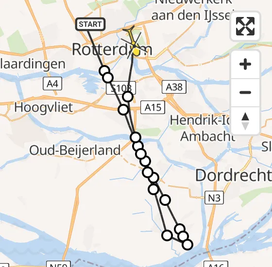 Vlucht Traumahelikopter PH-HVB van Rotterdam The Hague Airport naar Rotterdam op vrijdag 11 oktober 2024 19:45