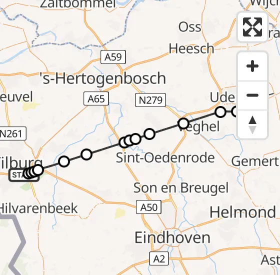 Vlucht Traumahelikopter PH-DOC van Tilburg naar Vliegbasis Volkel op vrijdag 11 oktober 2024 20:12