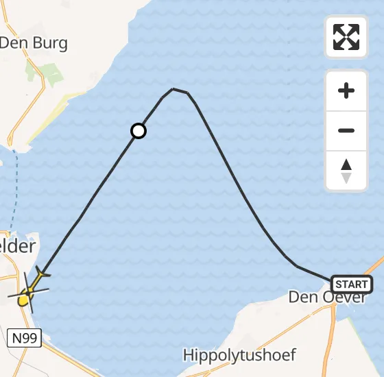 Vlucht Kustwachthelikopter PH-SAR van Den Oever naar Den Helder op vrijdag 11 oktober 2024 20:13