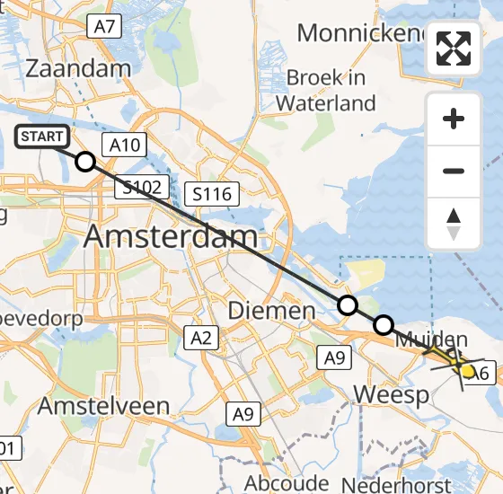 Vlucht Traumahelikopter PH-LLN van Amsterdam Heliport naar Muiden op vrijdag 11 oktober 2024 23:14