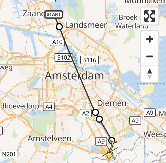 Vlucht Traumahelikopter PH-LLN van Oostzaan naar Academisch Medisch Centrum (AMC) op zaterdag 12 oktober 2024 0:02