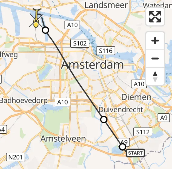 Vlucht Traumahelikopter PH-LLN van Academisch Medisch Centrum (AMC) naar Amsterdam Heliport op zaterdag 12 oktober 2024 0:37