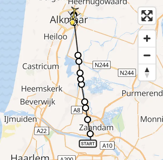 Vlucht Traumahelikopter PH-LLN van Amsterdam Heliport naar Alkmaar op zaterdag 12 oktober 2024 9:22