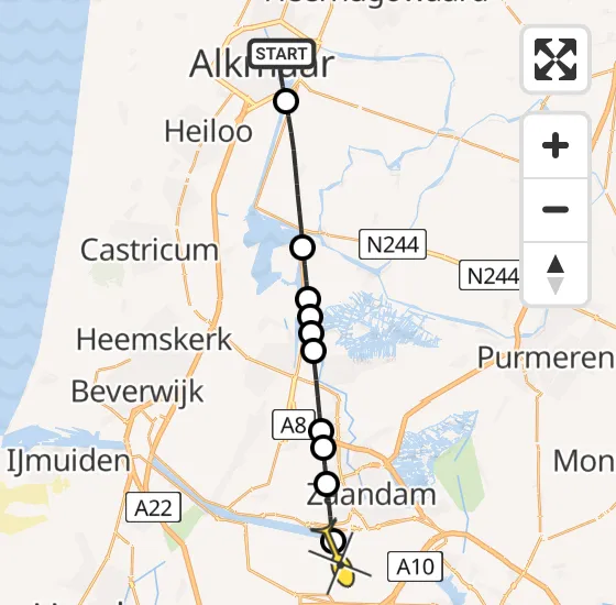 Vlucht Traumahelikopter PH-LLN van Alkmaar naar Amsterdam Heliport op zaterdag 12 oktober 2024 9:51