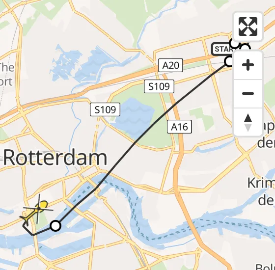 Vlucht Traumahelikopter PH-HVB van Rotterdam naar Erasmus MC op zaterdag 12 oktober 2024 11:34