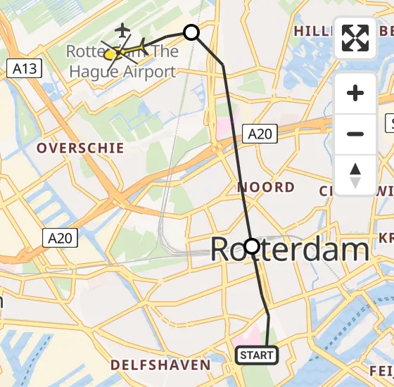 Vlucht Traumahelikopter PH-HVB van Erasmus MC naar Rotterdam The Hague Airport op zaterdag 12 oktober 2024 11:55