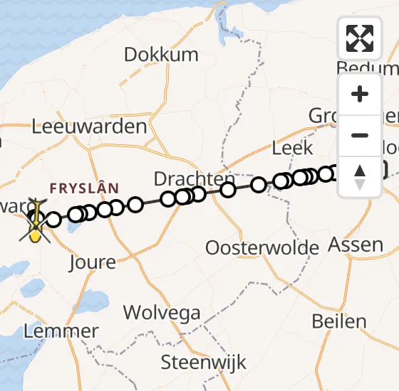 Vlucht Traumahelikopter PH-TTR van Groningen Airport Eelde naar Sneek op zaterdag 12 oktober 2024 12:38