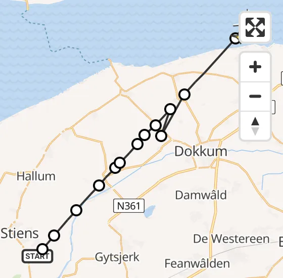 Vlucht Ambulancehelikopter PH-OOP van Koarnjum naar Nes op zaterdag 12 oktober 2024 12:40