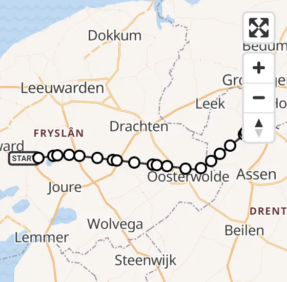 Vlucht Traumahelikopter PH-TTR van Sneek naar Groningen Airport Eelde op zaterdag 12 oktober 2024 13:11