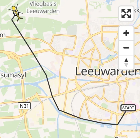 Vlucht Ambulancehelikopter PH-OOP van Leeuwarden naar Vliegbasis Leeuwarden op zaterdag 12 oktober 2024 13:57