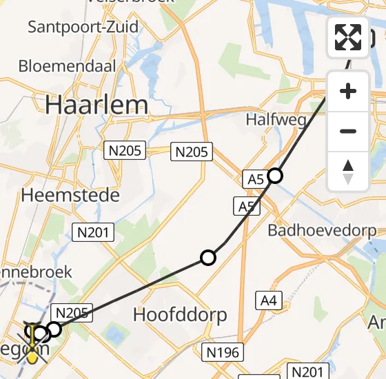 Vlucht Traumahelikopter PH-LLN van Amsterdam Heliport naar Beinsdorp op zaterdag 12 oktober 2024 14:20