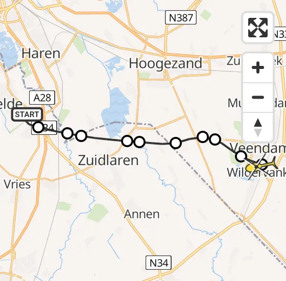 Vlucht Traumahelikopter PH-TTR van Groningen Airport Eelde naar Wildervank op zaterdag 12 oktober 2024 15:11