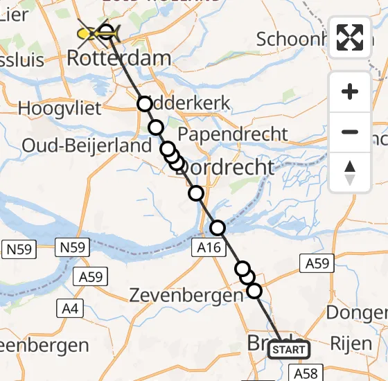 Vlucht Traumahelikopter PH-HVB van Breda naar Rotterdam The Hague Airport op zaterdag 12 oktober 2024 15:27