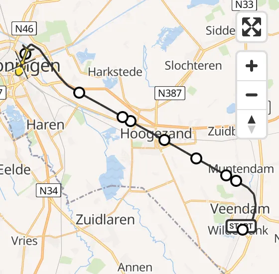 Vlucht Traumahelikopter PH-TTR van Wildervank naar Universitair Medisch Centrum Groningen op zaterdag 12 oktober 2024 15:37