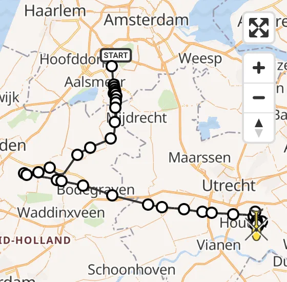 Vlucht Politiehelikopter PH-PXC van Schiphol naar Houten op zaterdag 12 oktober 2024 15:44