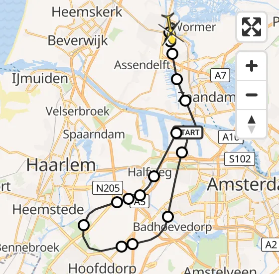 Vlucht Traumahelikopter PH-LLN van Amsterdam Heliport naar Wormerveer op zaterdag 12 oktober 2024 16:32