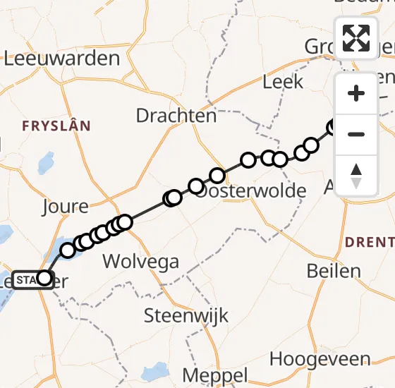 Vlucht Traumahelikopter PH-TTR van Lemmer naar Groningen Airport Eelde op zaterdag 12 oktober 2024 16:54