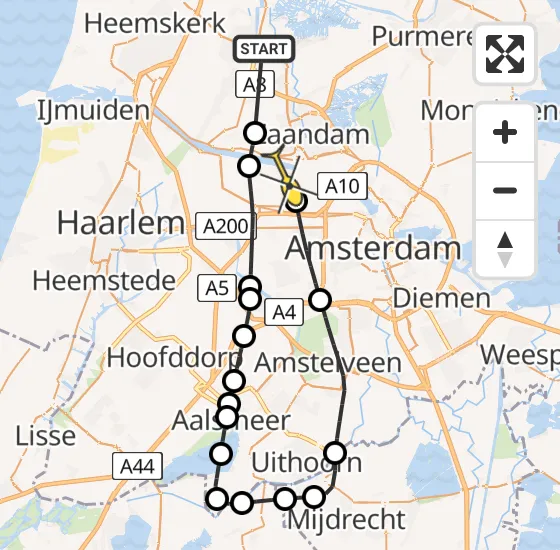 Vlucht Traumahelikopter PH-LLN van Wormerveer naar Amsterdam Heliport op zaterdag 12 oktober 2024 17:17