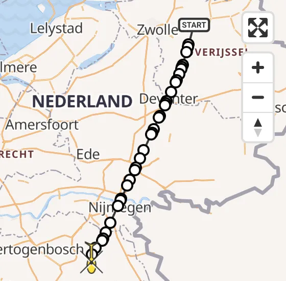 Vlucht Traumahelikopter PH-DOC van Dalfsen naar Vliegbasis Volkel op zaterdag 12 oktober 2024 17:24