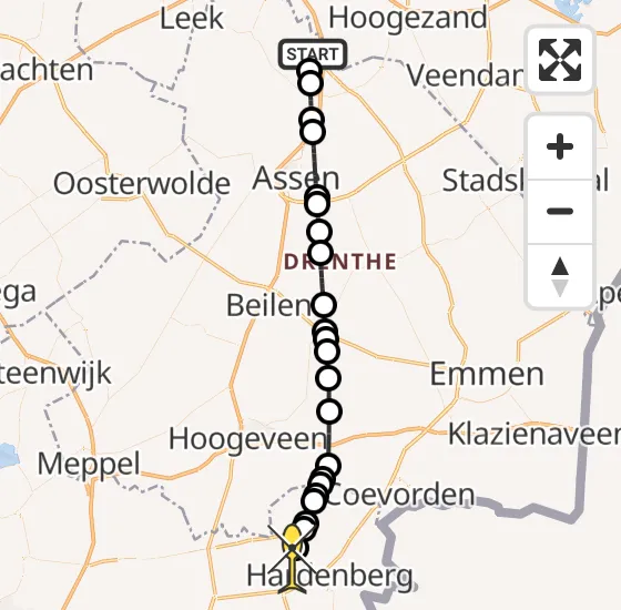 Vlucht Traumahelikopter PH-TTR van Groningen Airport Eelde naar Heemserveen op zaterdag 12 oktober 2024 19:19