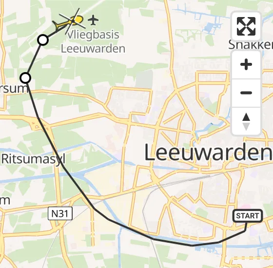 Vlucht Ambulancehelikopter PH-OOP van Leeuwarden naar Vliegbasis Leeuwarden op zaterdag 12 oktober 2024 20:06