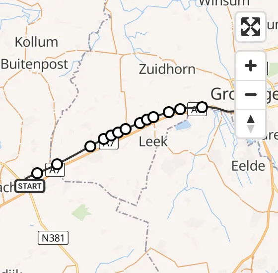 Vlucht Traumahelikopter PH-TTR van Vliegveld Drachten naar Universitair Medisch Centrum Groningen op zaterdag 12 oktober 2024 20:59