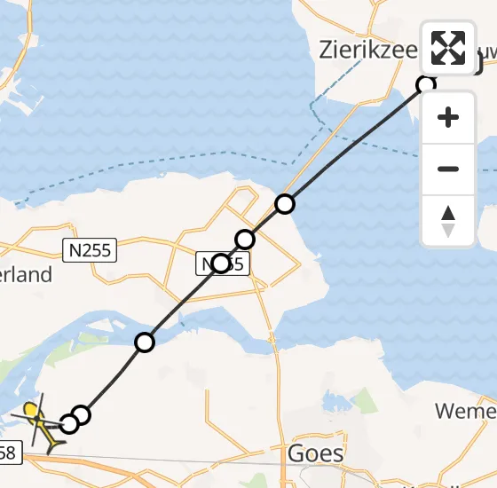 Vlucht Traumahelikopter PH-HVB van Nieuwerkerk naar Vliegveld Midden-Zeeland op zondag 13 oktober 2024 3:26